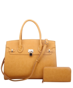 Fashion Padlock 2in1 Satchel WU1096W MUSTARD